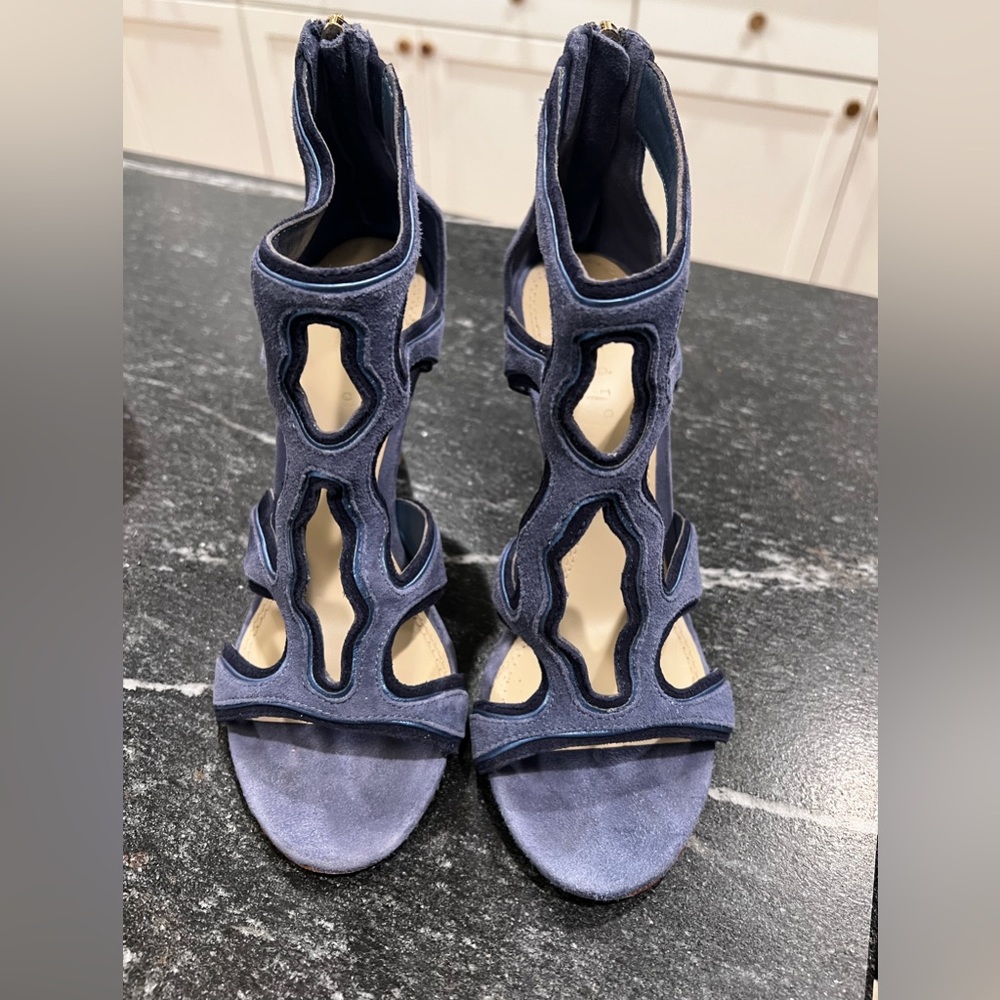 Sandro blue suede heels